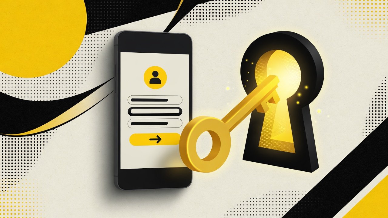 Illustration: a hand pressing the sign-up button on an oversized form