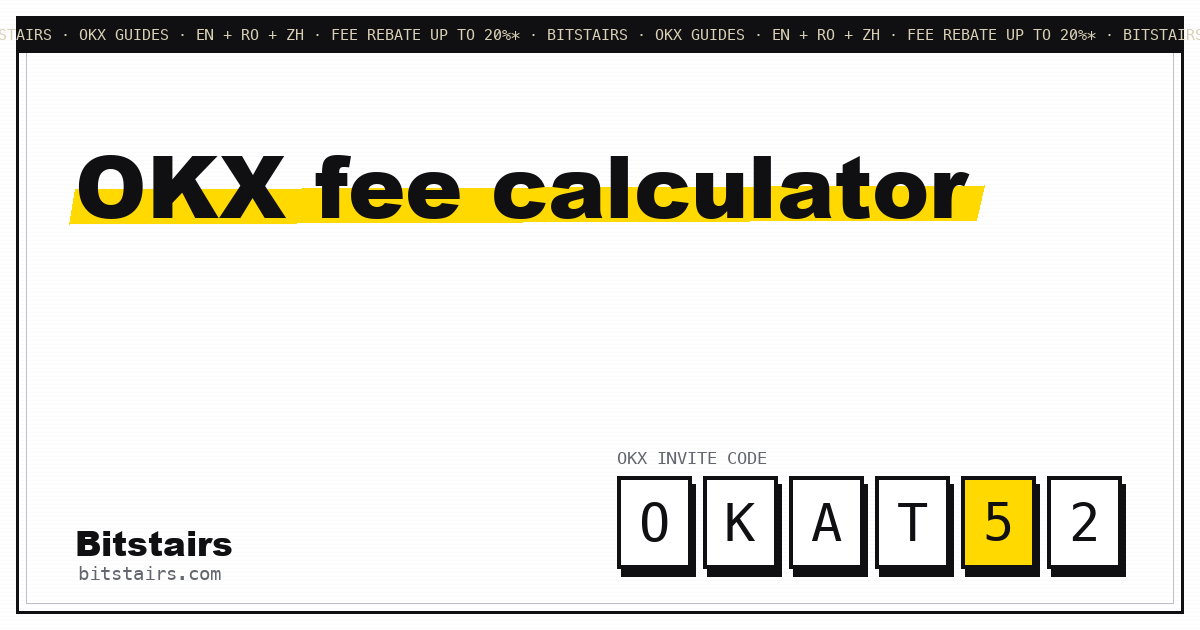 Line illustration of a calculator next to a fee ticket and a percentage sign